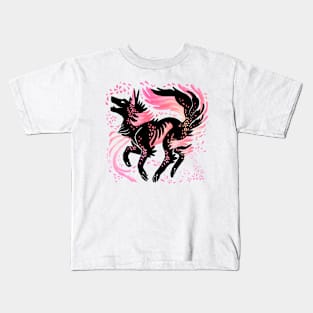 Cherry Blossom Wolf Kids T-Shirt